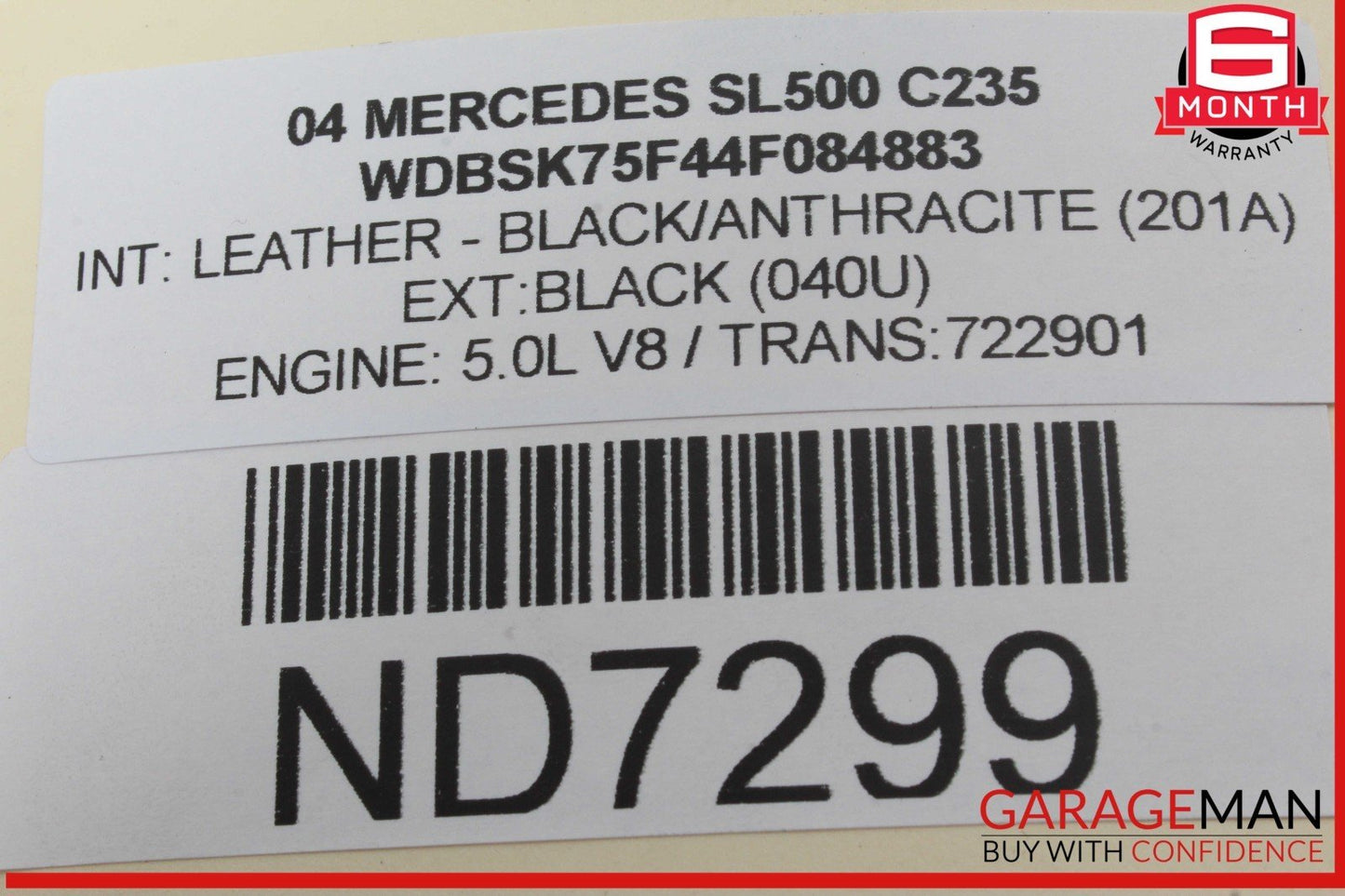 03-12 Mercedes R230 SL500 Convertible Right Roof Main Top Drive Lift Cylinder