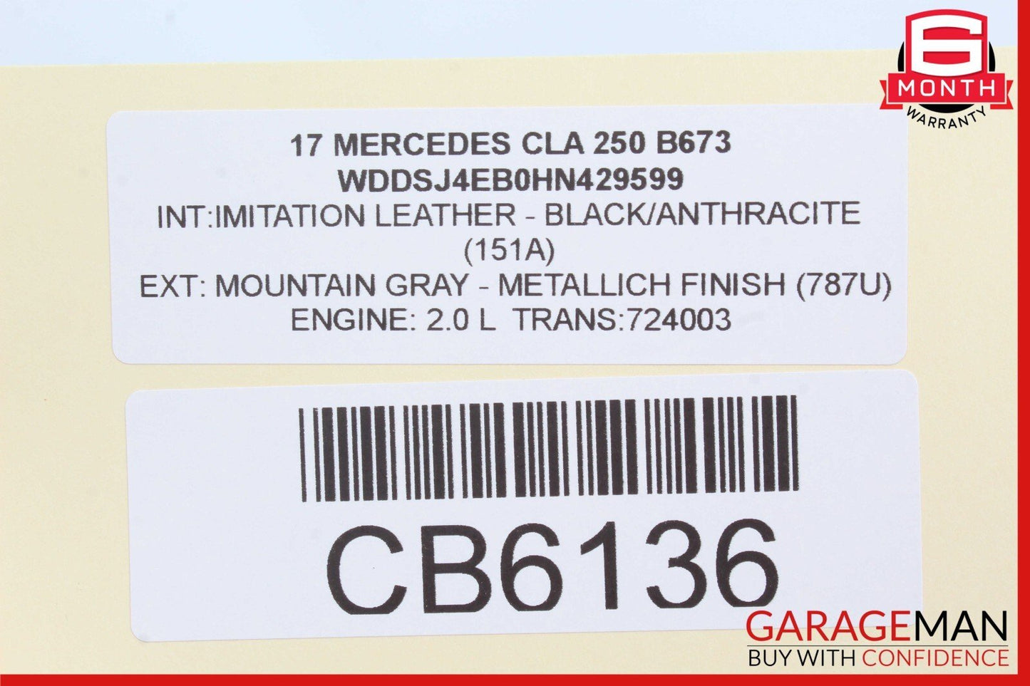 14-20 Mercedes W117 CLA250 GLA250 Front Left Driver Side Sunvisor Sun Visor OEM