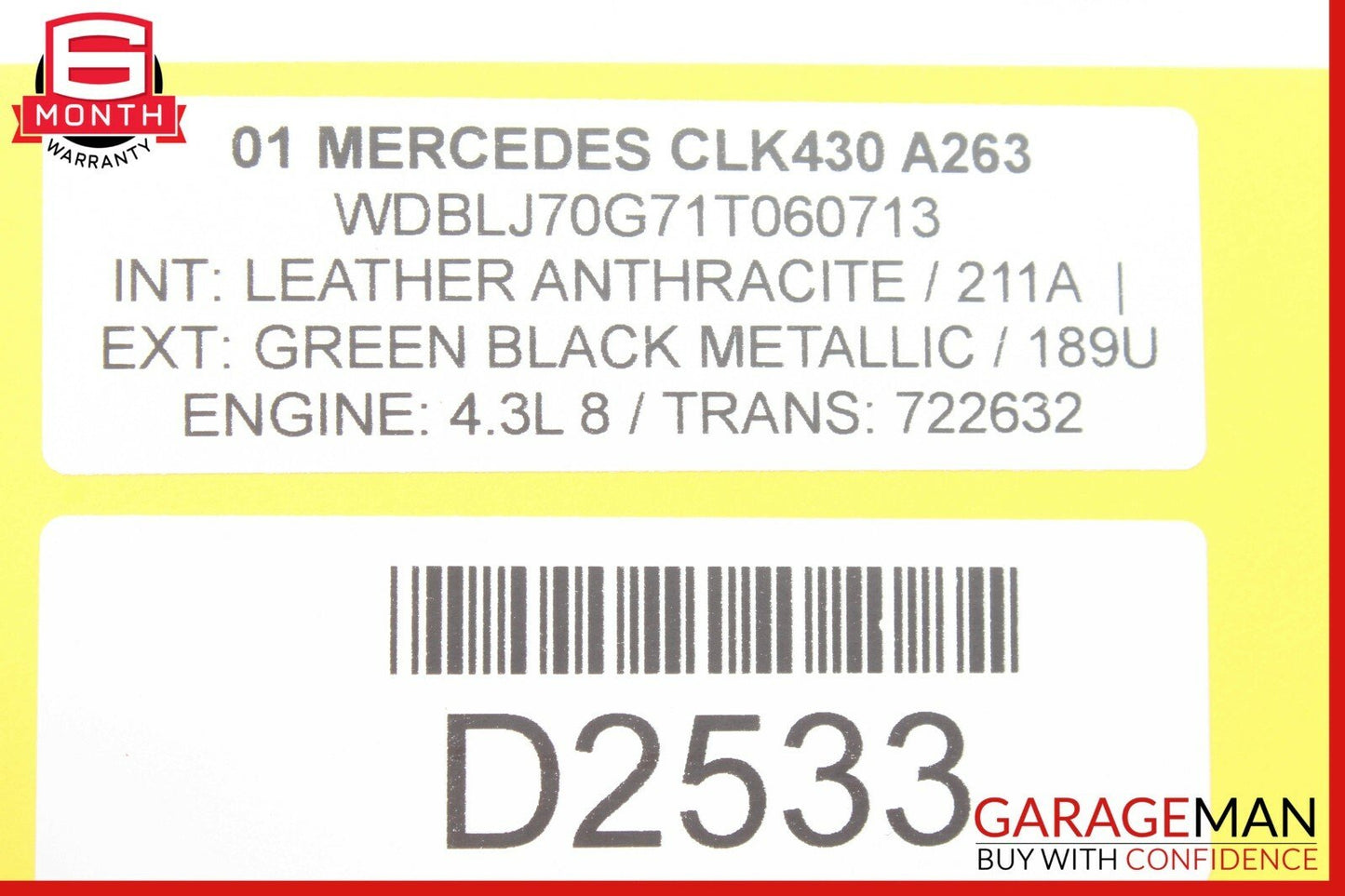 98-02 Mercedes W208 CLK430 E430 Steering Column Turn Light Control Switch OEM