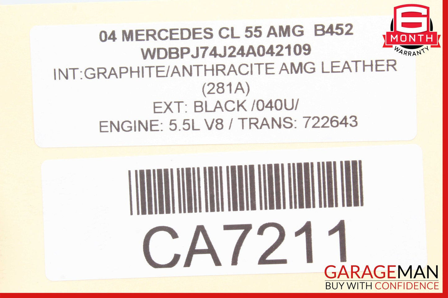 03-08 Mercedes W215 CL55 SL55 AMG Right Air Pump Check Valve EGR Emission OEM