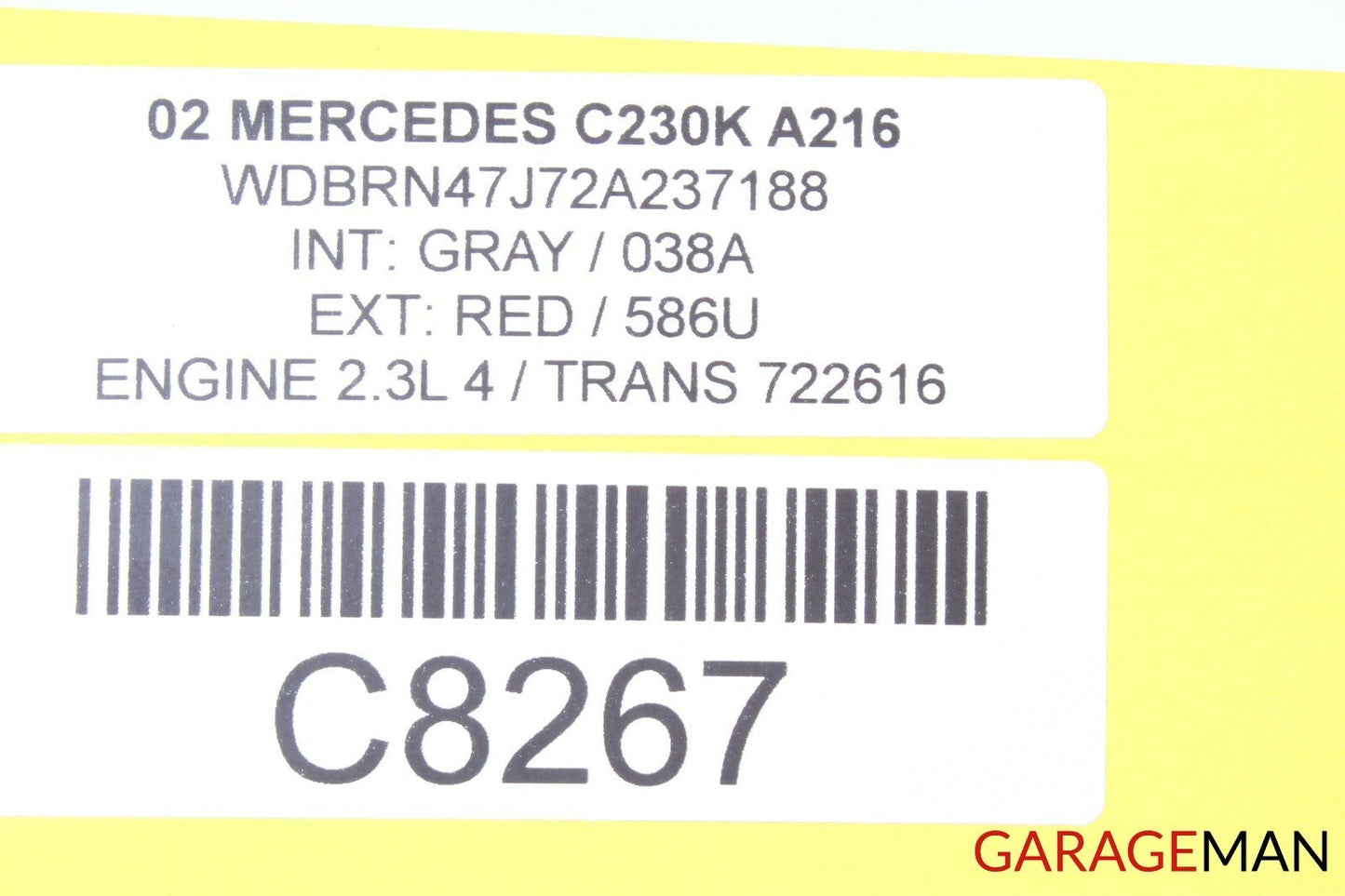 02-05 Mercedes W203 C230 Coupe Right Side Rocker Skirt Moulding Panel Red OEM