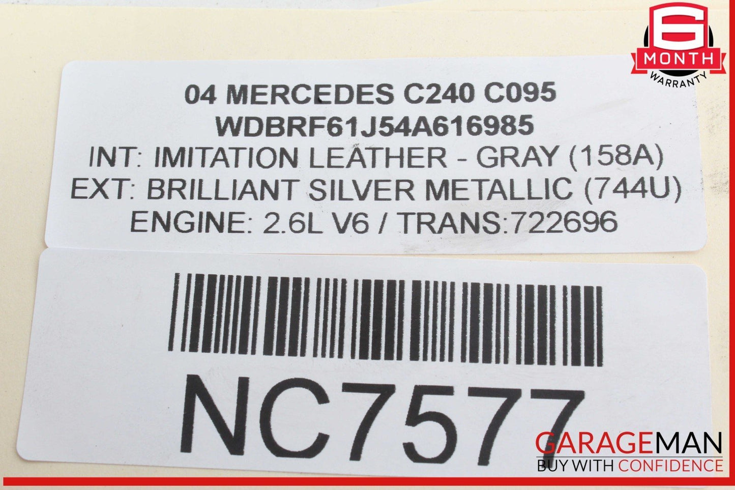 01-11 Mercedes W203 C240 Trunk Lid Lock Latch Handle 2037500693 OEM