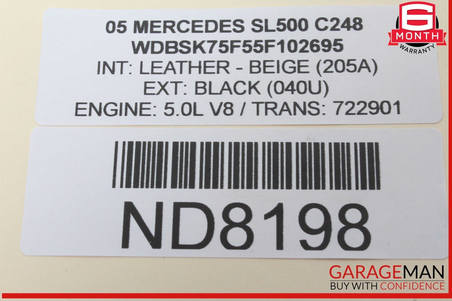 03-12 Mercedes R230 SL500 S55 AMG Convertible Right Lock Pawl Cylinder OEM