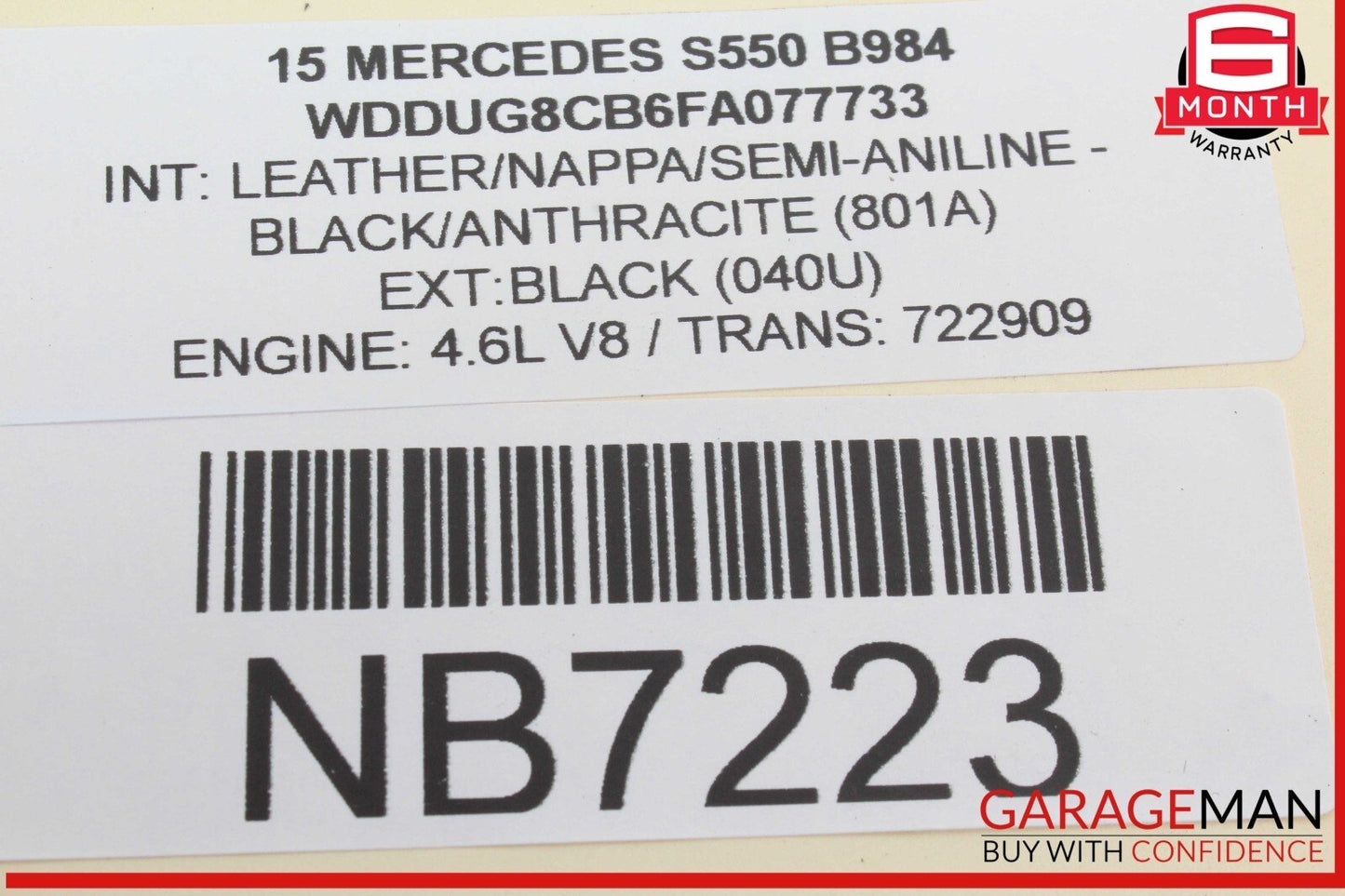 14-17 Mercedes W222 S550 Rear Center Console Air Vent Panel 2226830091 OEM