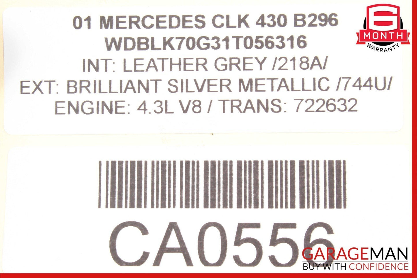 98-03 Mercedes W208 CLK430 CLK320 Inner Rear Left Tail Light Taillight Lamp OEM
