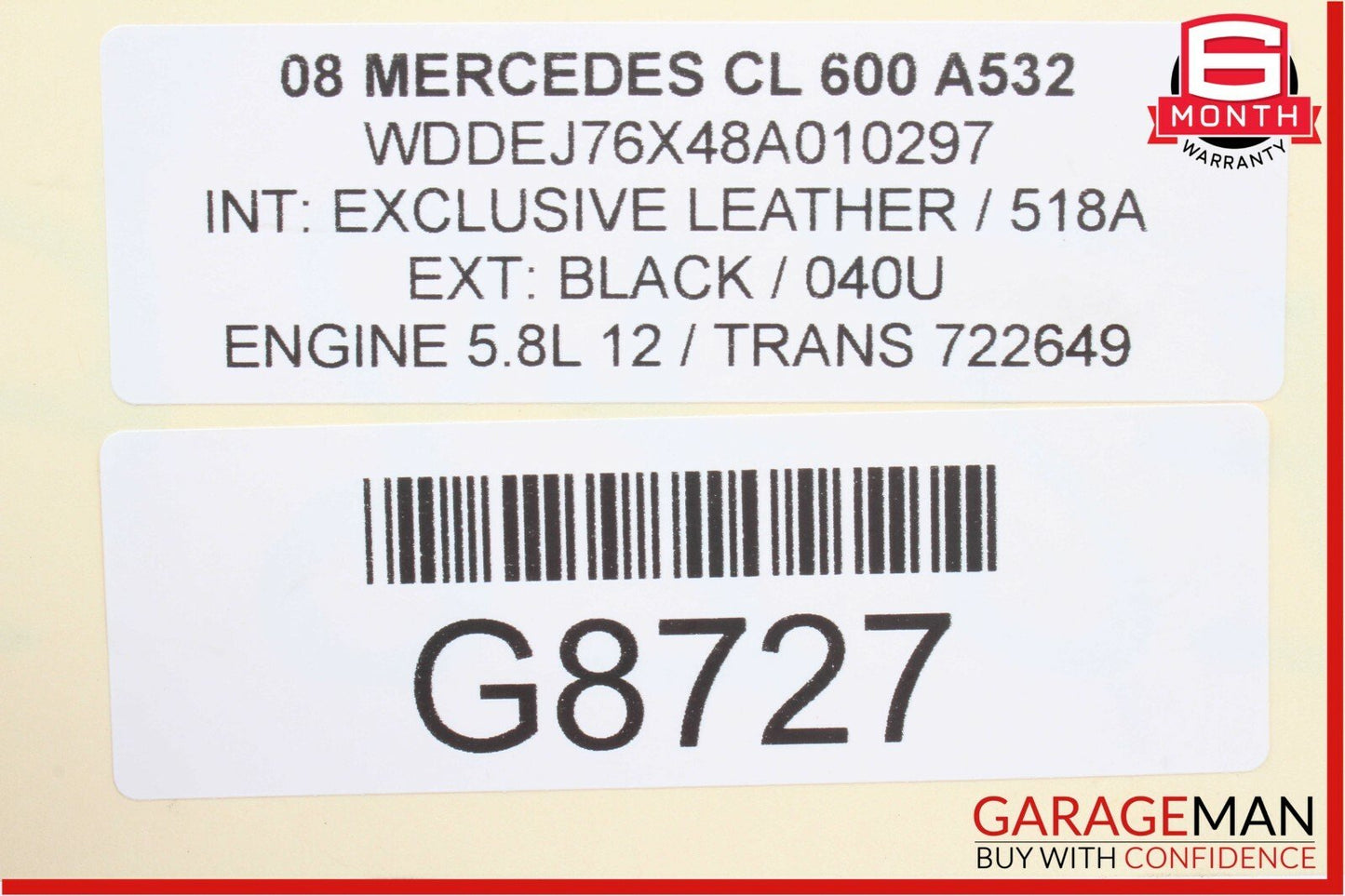 03-13 Mercedes CL600 S600 V12 M275 Engine Piston & Connecting Rod Assembly