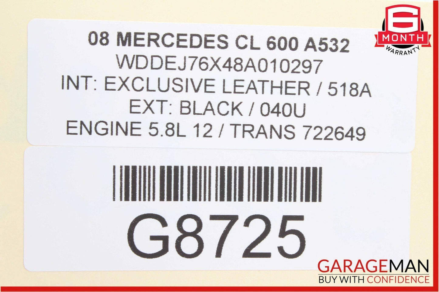 03-13 Mercedes CL600 SL600 V12 M275 Engine Piston & Connecting Rod Assembly OEM