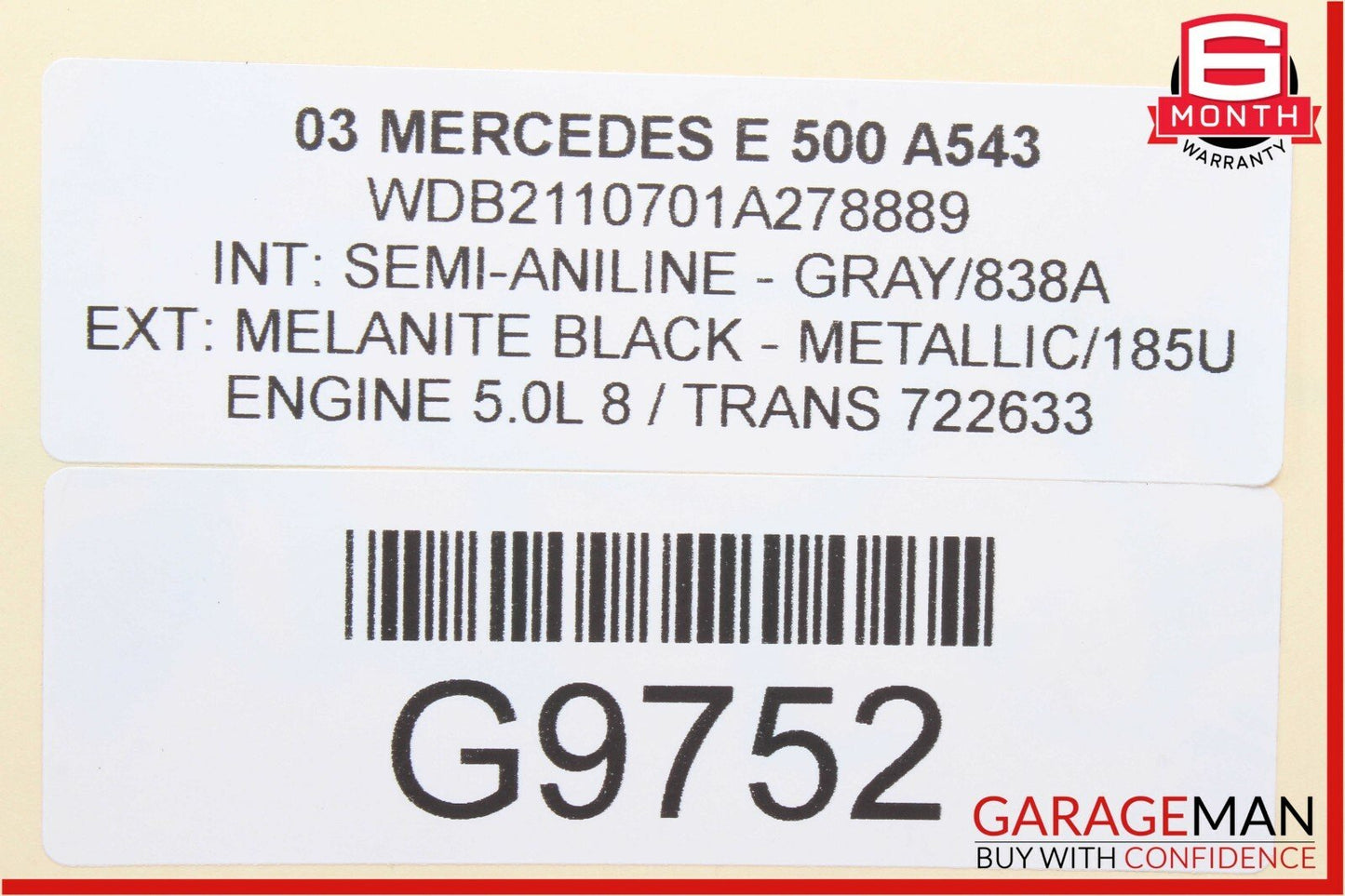 03-11 Mercedes E500 CLS500 Rear Upper Overhead Dome Light Reading Map Gray