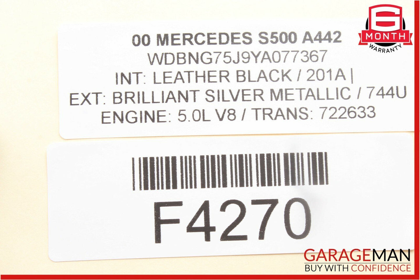 00-06 Mercedes W220 S500 Rear Right / Left Headliner Reading Map Dome Light Gray
