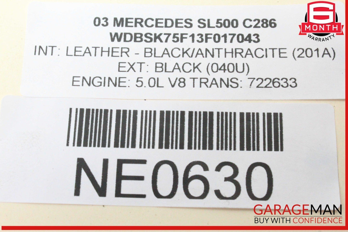 03-12 Mercedes R230 SL500 SL550 SL55 AMG Trunk Lid Lock Latch Handle OEM