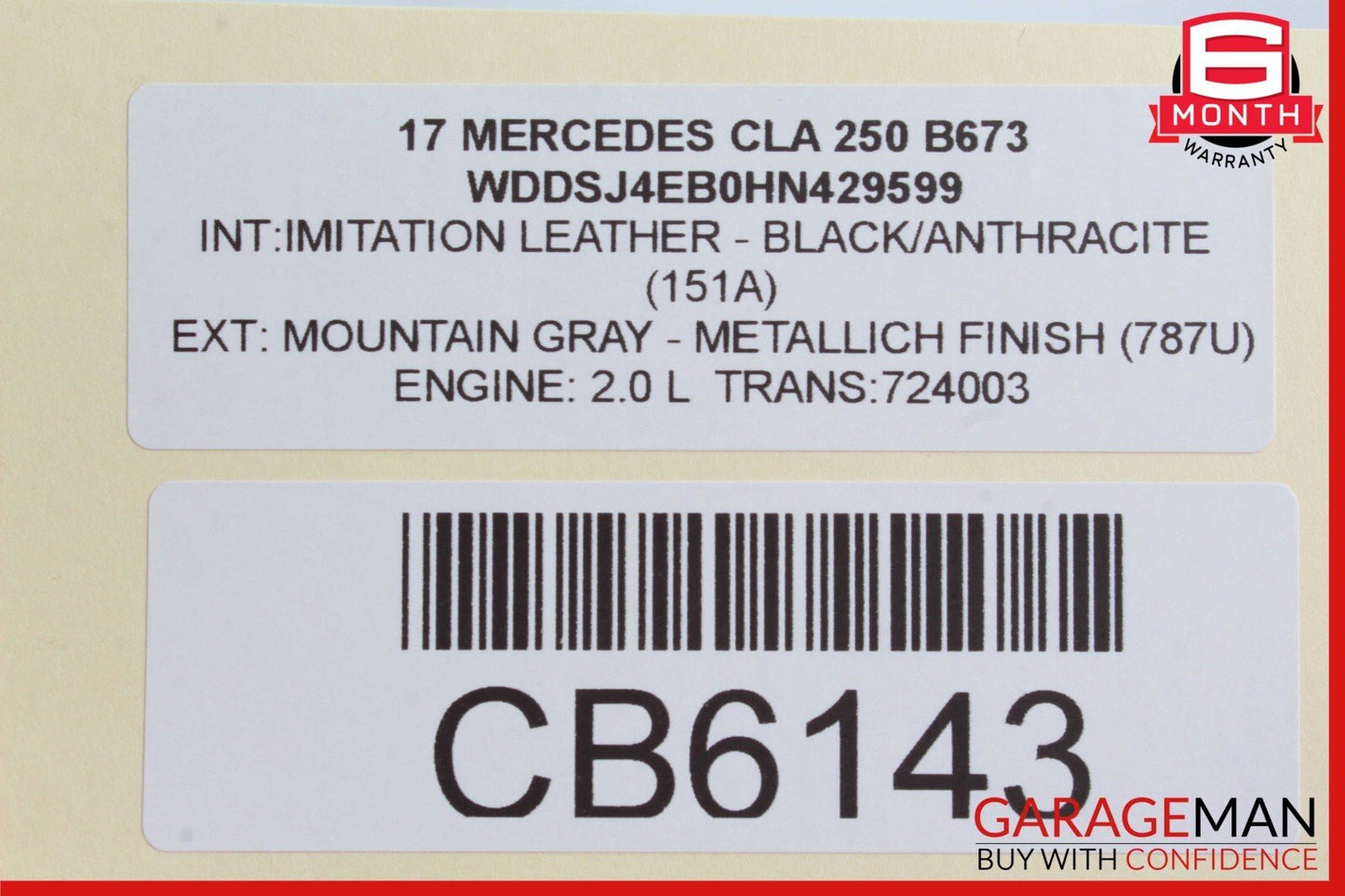 14-20 Mercedes W117 CLA250 C350 Front Right Side Sunvisor Sun Visor Shade Cover