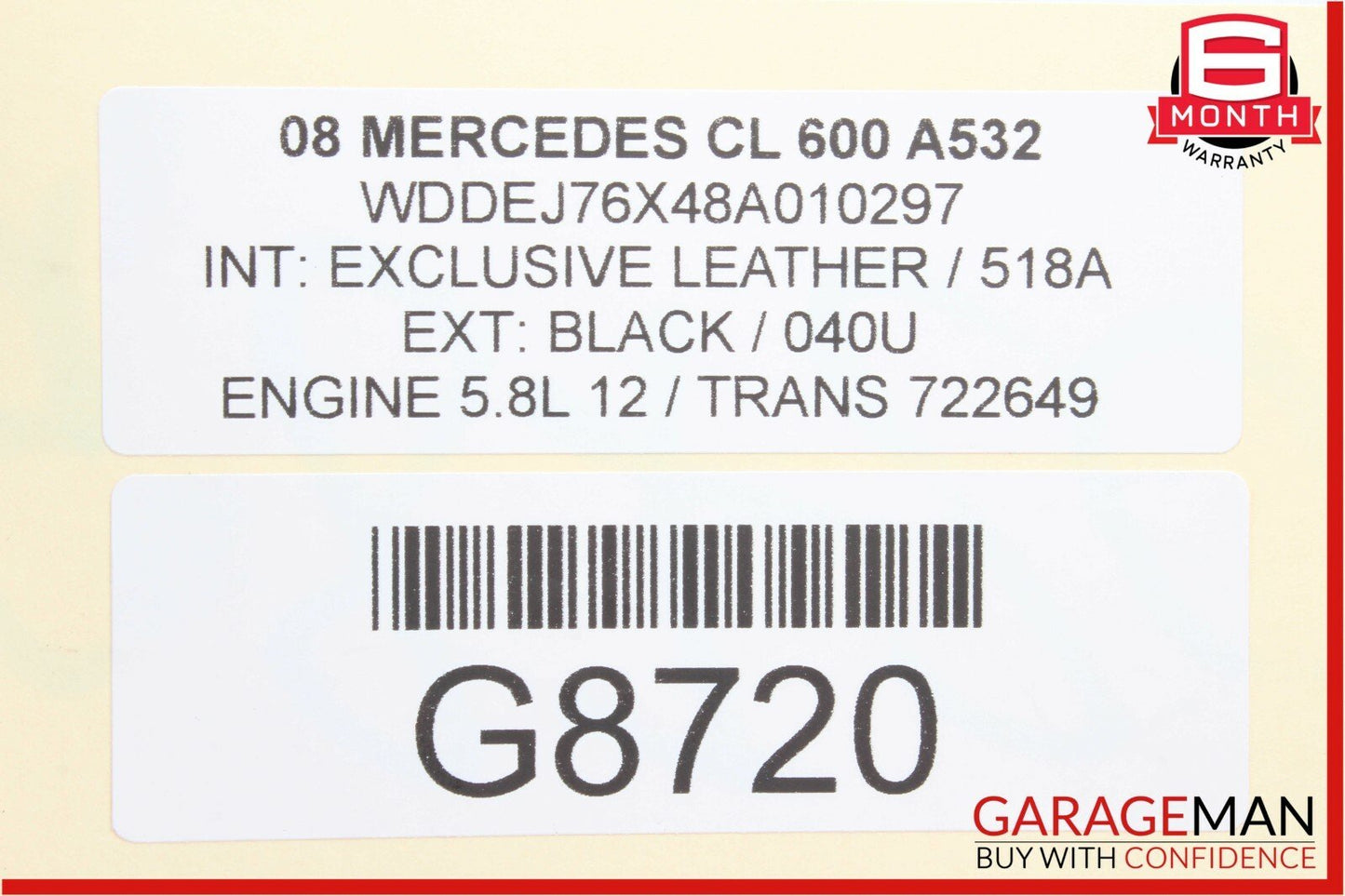 03-13 Mercedes CL600 SL600 S600 V12 M275 Engine Piston & Connecting Rod Assembly