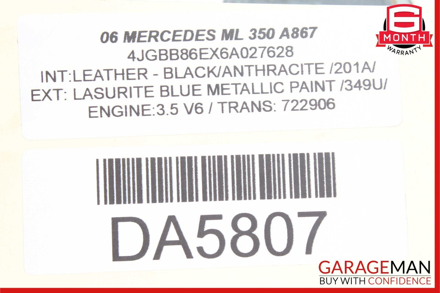 06-13 Mercedes W164 ML350 GL450 Front Right Door Window Regulator Motor Unit