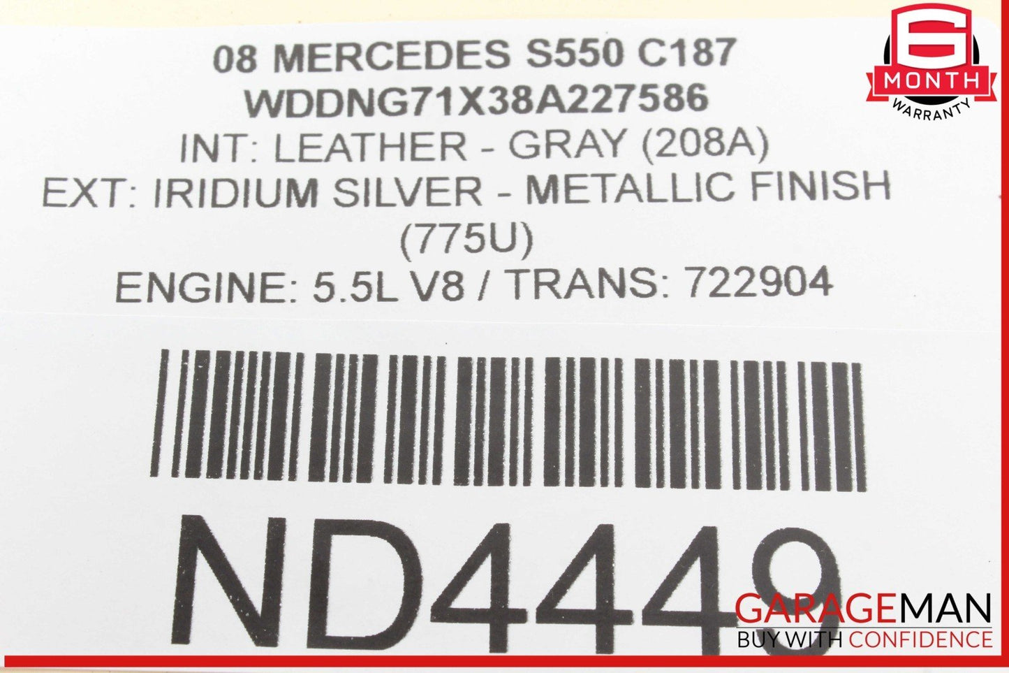 07-11 Mercedes W221 S550 CL550 A/C Air Conditioning Compressor 0022301211 OEM