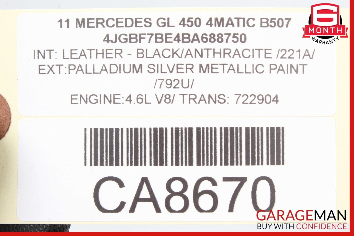 06-12 Mercedes X164 GL450 ML450 Front Left Side Sun Visor Sunvisor Shade Gray
