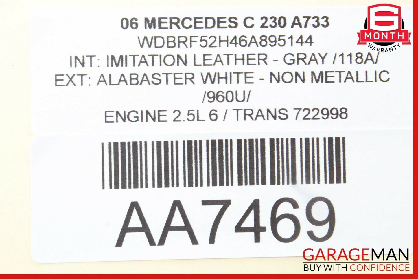 01-07 Mercedes W203 C230 C55 AMG Front Right Side Sunvisor Sun Visor Shade