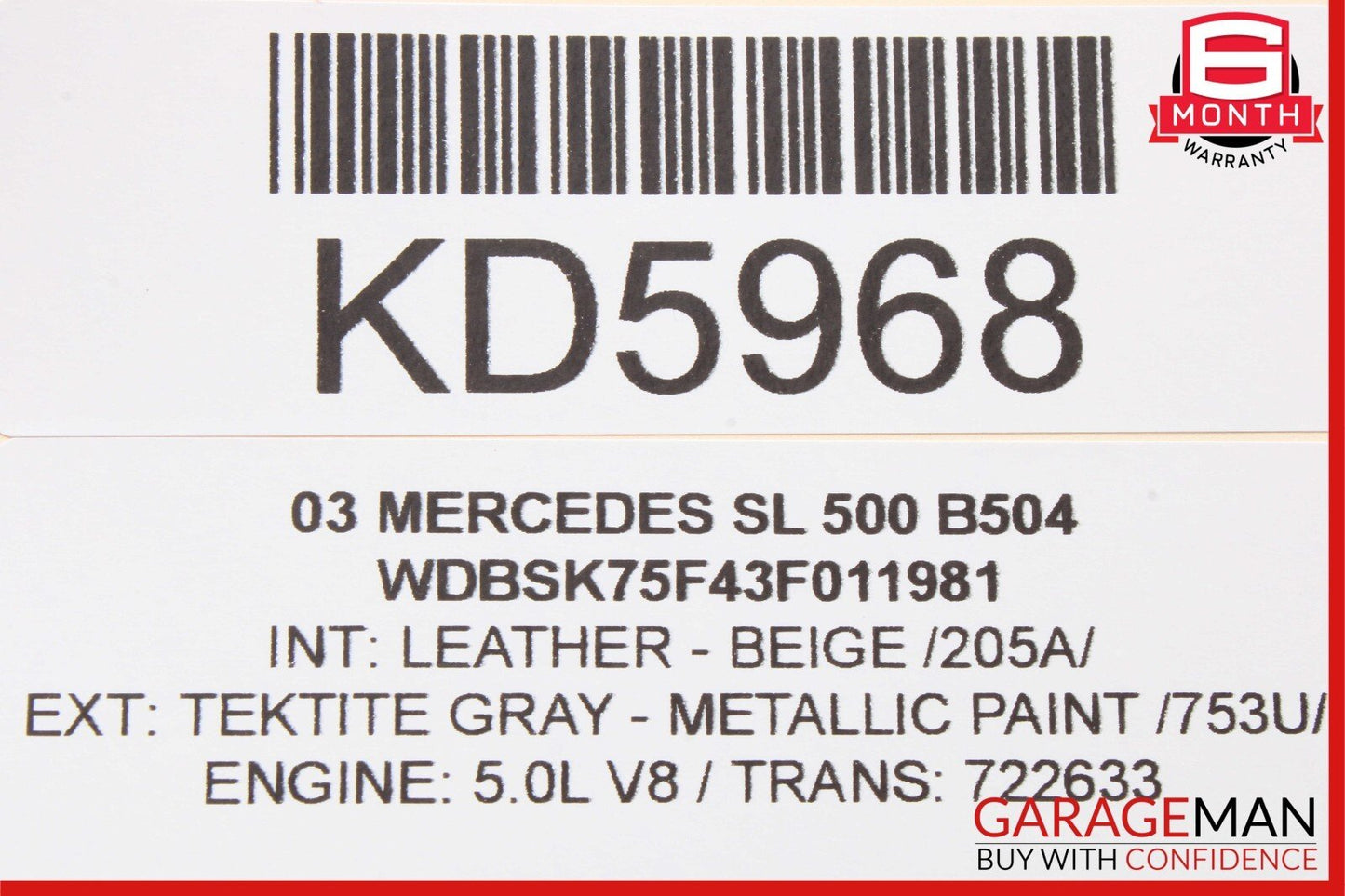 03-12 Mercedes R230 SL500 Front Left Driver Side Dash Air A/C Vent Grill Gray