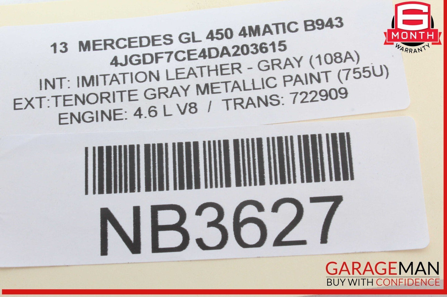 13-16 Mercedes X166 GL450 4MATIC Rear Left Driver Side Inner Tail Light Lamp OEM