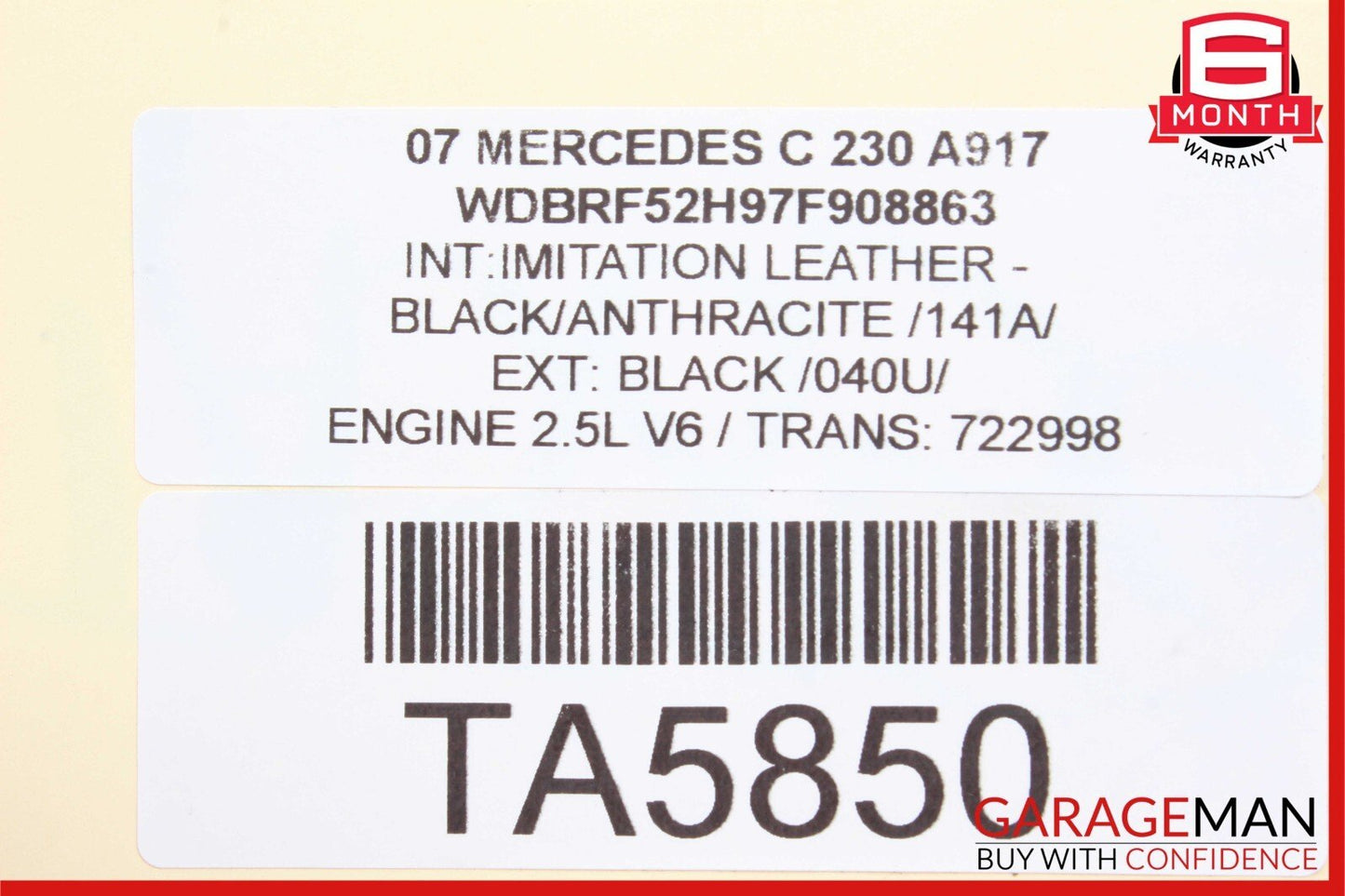 01-07 Mercedes W203 C230 C280 C55 AMG Rear Left Side Door Lock Latch Actuator