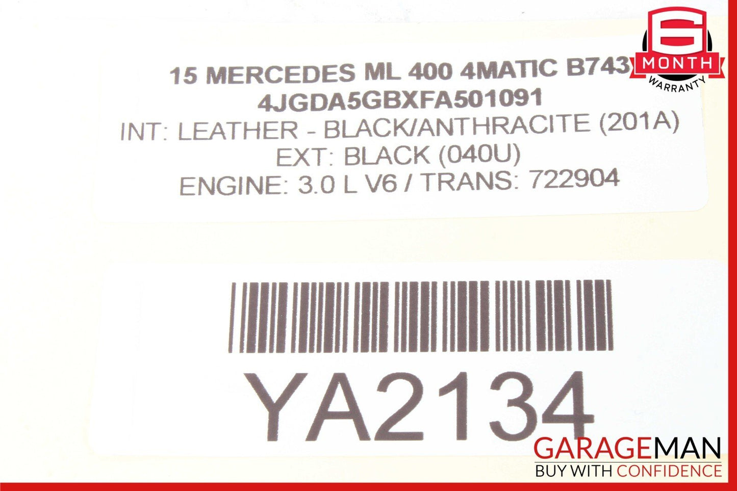 14-16 Mercedes W166 ML400 Right Passenger Side Keyless Go Exterior Door Handle