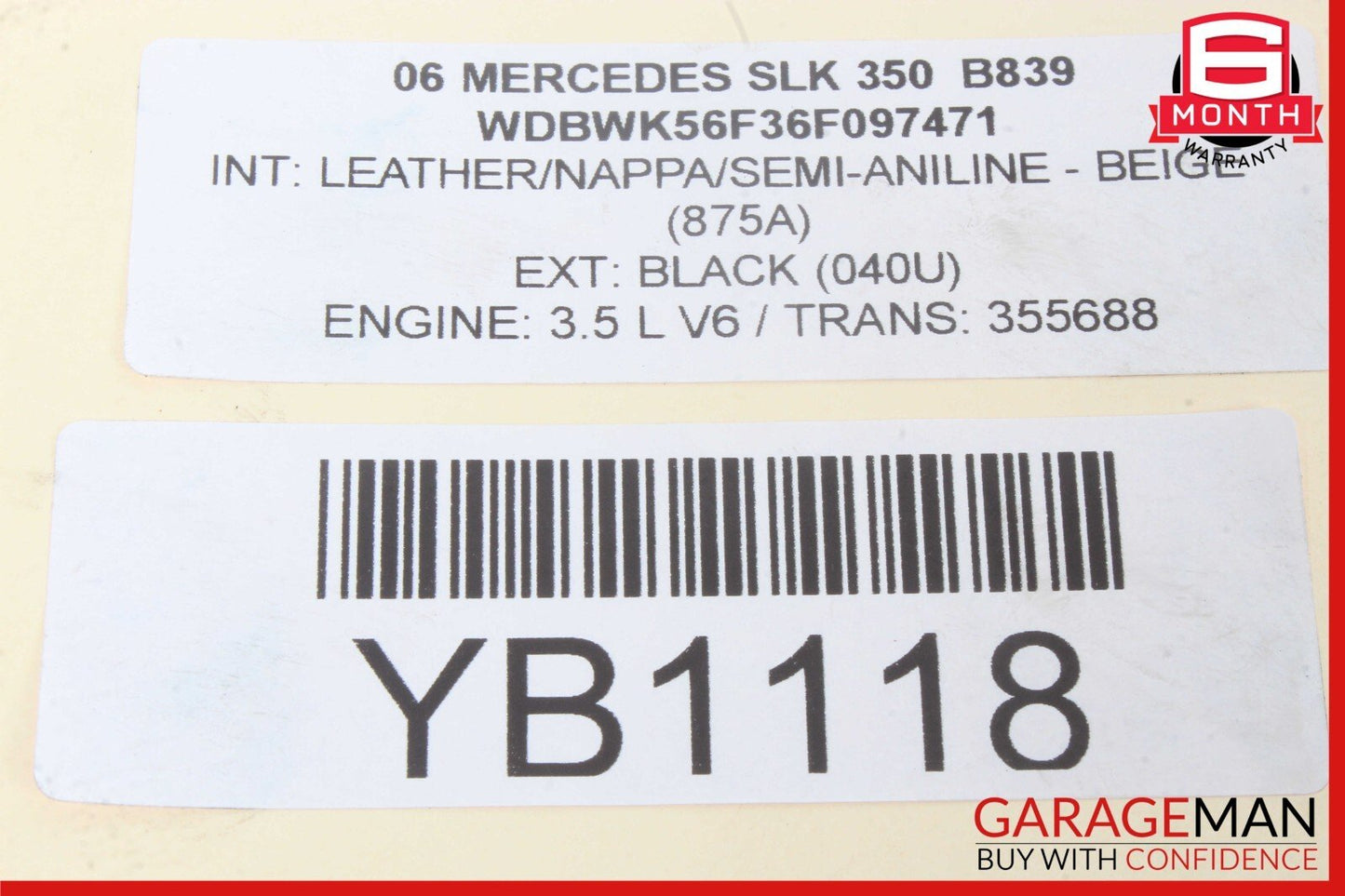 06-13 Mercedes R171 SLK350 Right Side Engine Motor Cylinder Head Valve Cover OEM