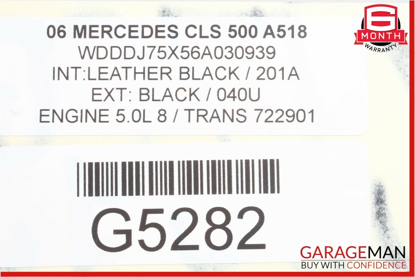 06-11 Mercedes W219 CLS500 Rear Top Upper Seat Cushion Cover Assembly Black