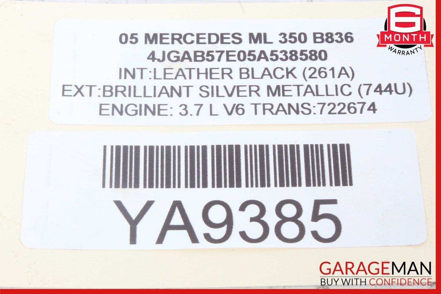 98-05 Mercedes W163 ML320 ML500 Front Right Side Door Window Regulator Motor OEM
