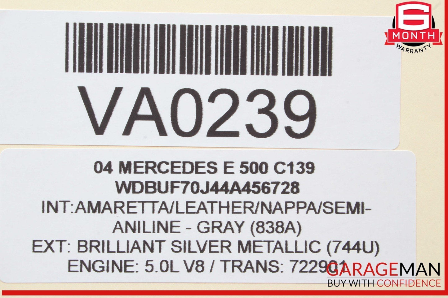 03-06 Mercedes W211 E500 E320 Rear Center Middle Seat Belt Gray 2118602385 OEM