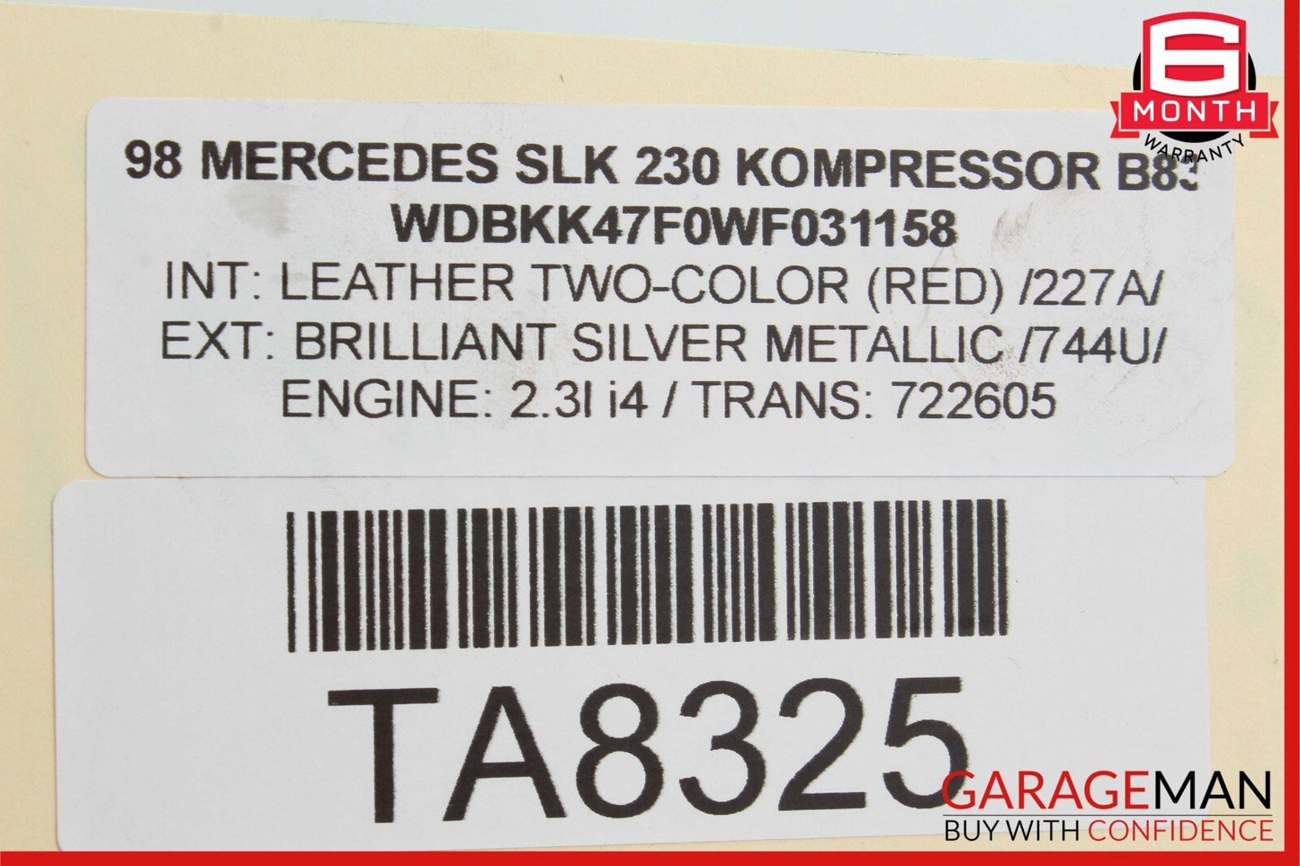 97-04 Mercedes R170 SLK230 Rear Right & Left Shock Absorber Coil Spring Set OEM
