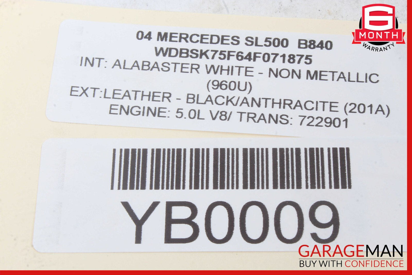 03-12 Mercedes SL550 SL500 Front Left Driver Side Window Regulator Motor Unit