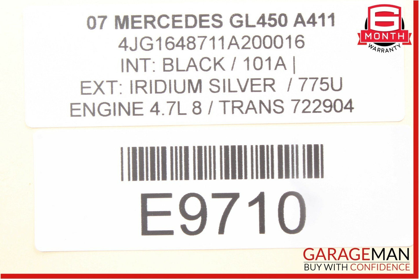 06-12 Mercedes X164 GL450 ML550 Front Right Side Sun Visor Sunvisor Shade Grey