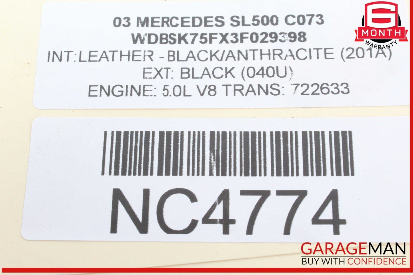 03-12 Mercedes R230 SL500 SL55 Convertible Right Lock Pawl Cylinder OEM