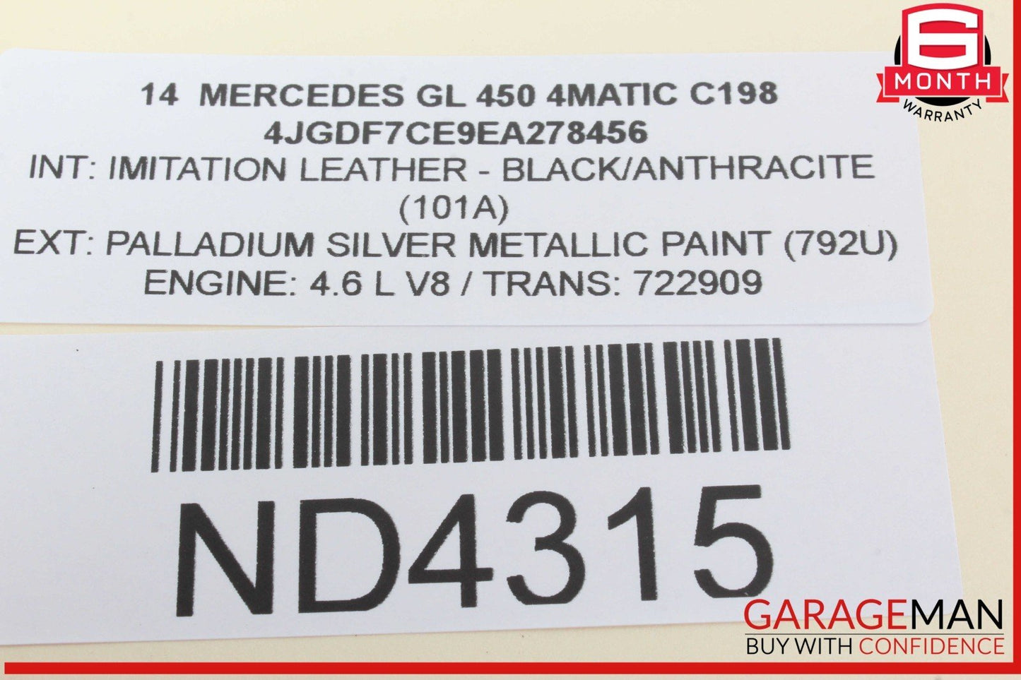 12-19 Mercedes X166 GL450 4MATIC Rear 2nd Row Left Driver Side Seat Belt OEM