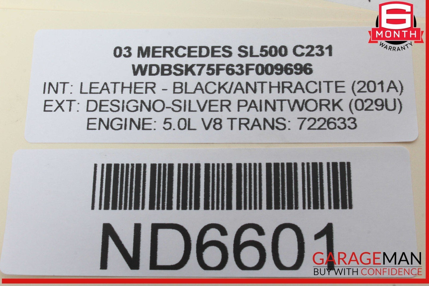 03-12 Mercedes R230 SL500 S55 AMG Convertible Right Lock Pawl Cylinder OEM