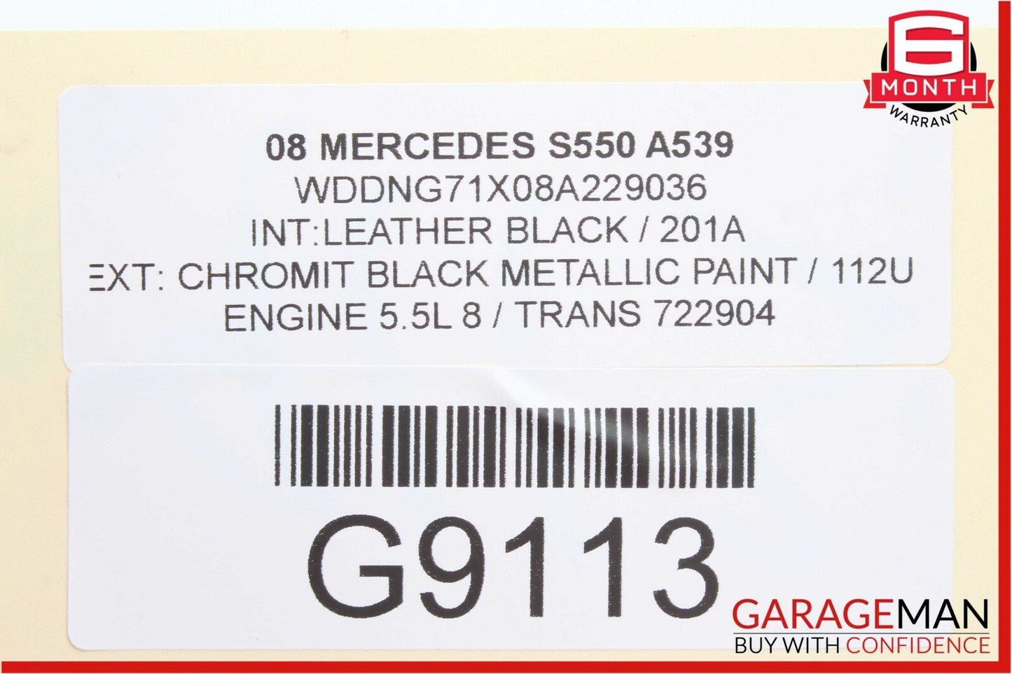 07-09 Mercedes W221 S550 Interior Top Upper Rear View Inside Dim Mirror Gray OEM