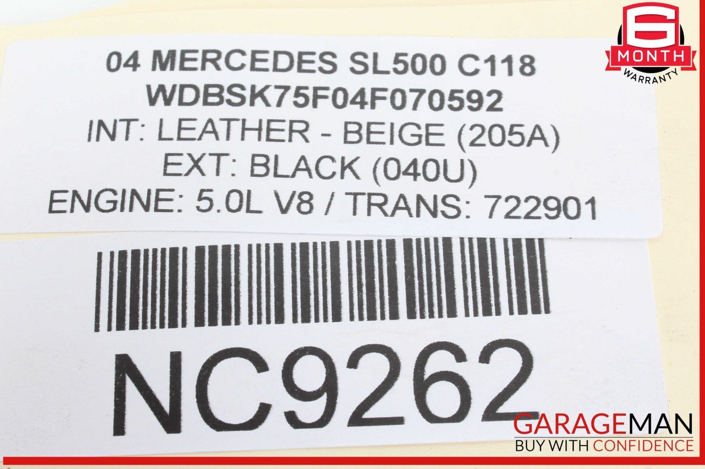 03-12 Mercedes R230 SL500 SL550 Convertible Top Left Load Assist Cylinder OEM