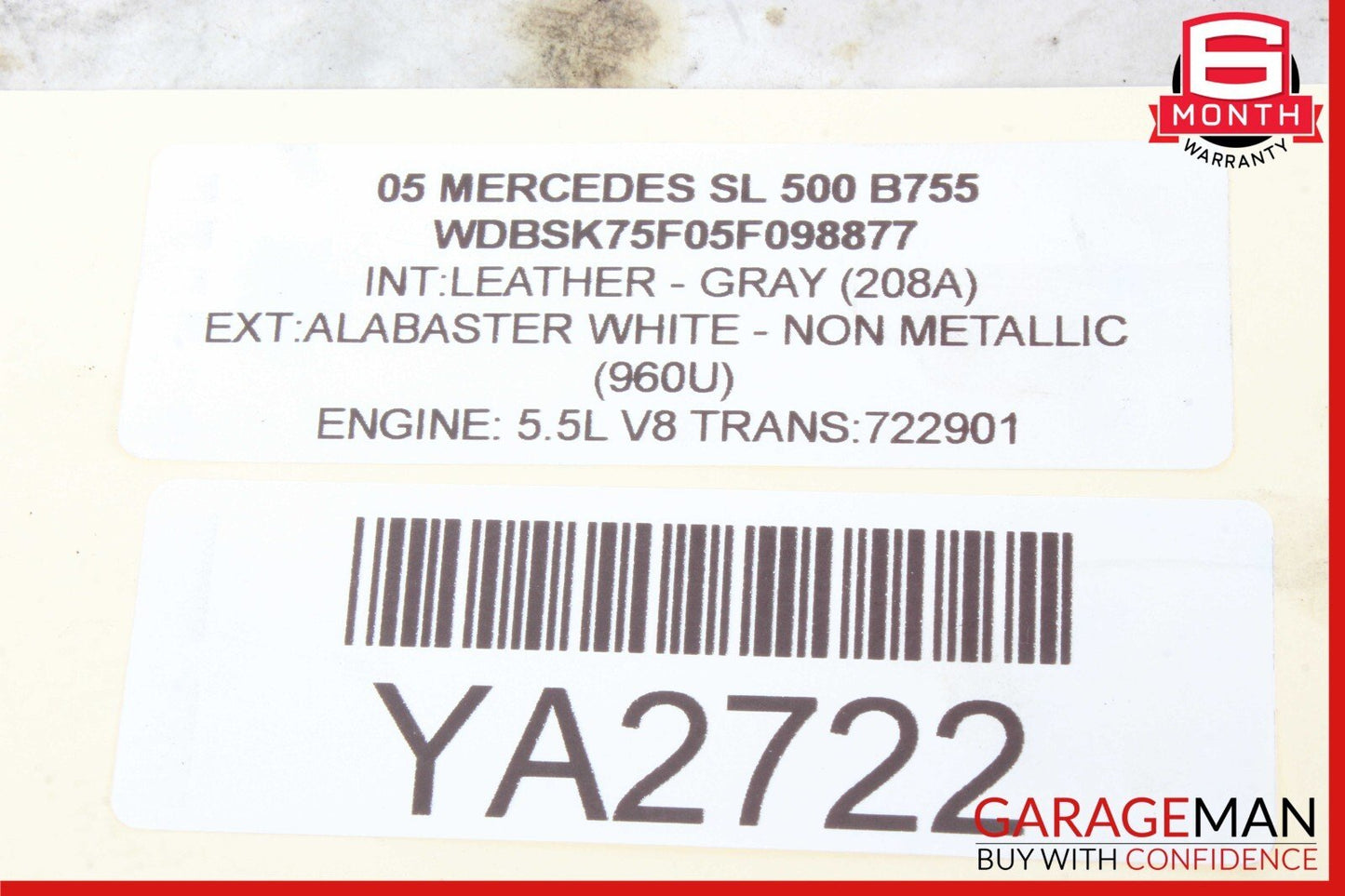 03-12 Mercedes R230 SL500 CLK500 Window Regulator Motor Front Right Side OEM