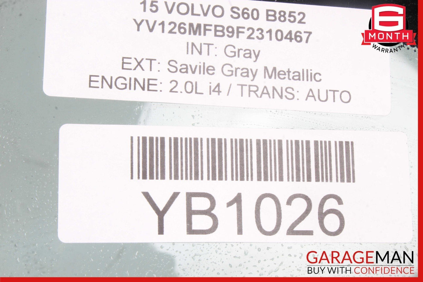 11-18 Volvo S60 Rear Left Driver Side Quarter Window Glass OEM