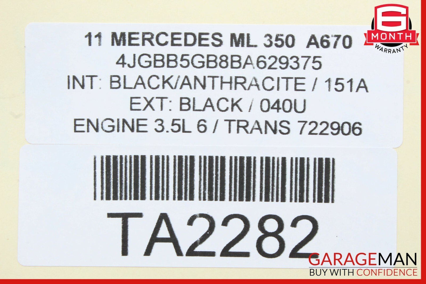 06-12 Mercedes W164 ML350 R350 Front Left or Right Seat Truss Adjustable Insert