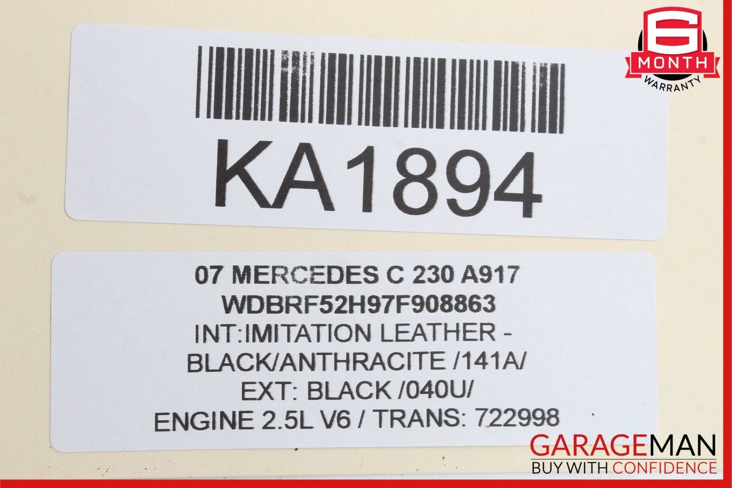 08-14 Mercedes W204 C250 C300 Rear Trunk Lid Tailgate Release Open Handle OEM