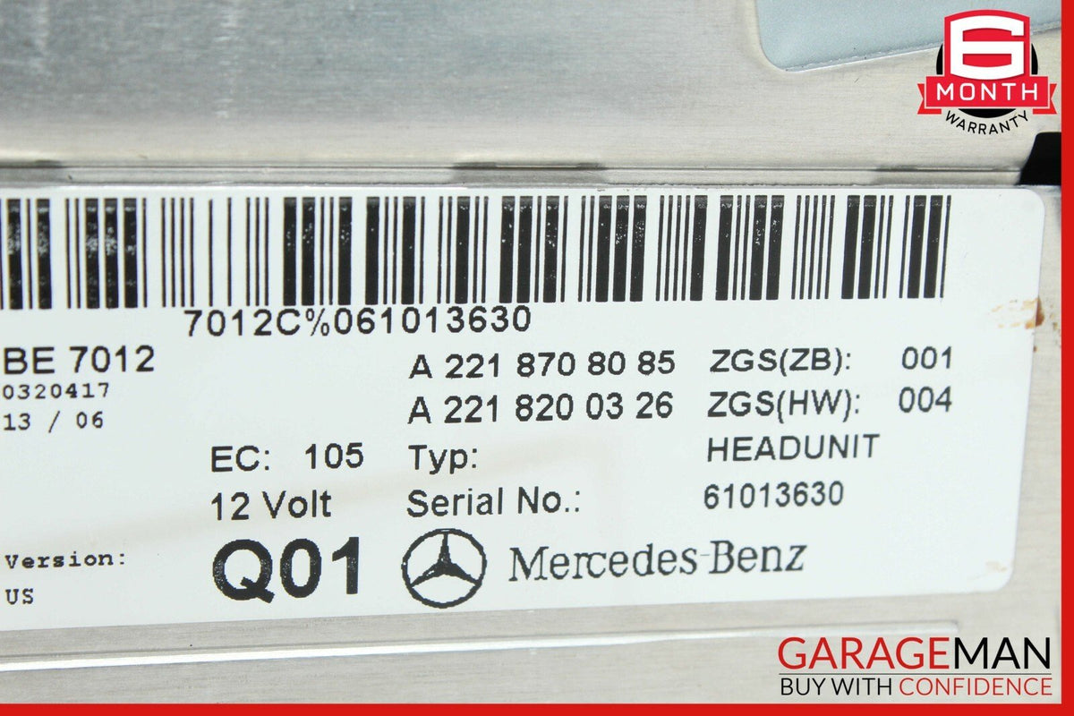 07-09 Mercedes W221 S450 S550 S63 Navigation Command Comand Head Unit CD Audio