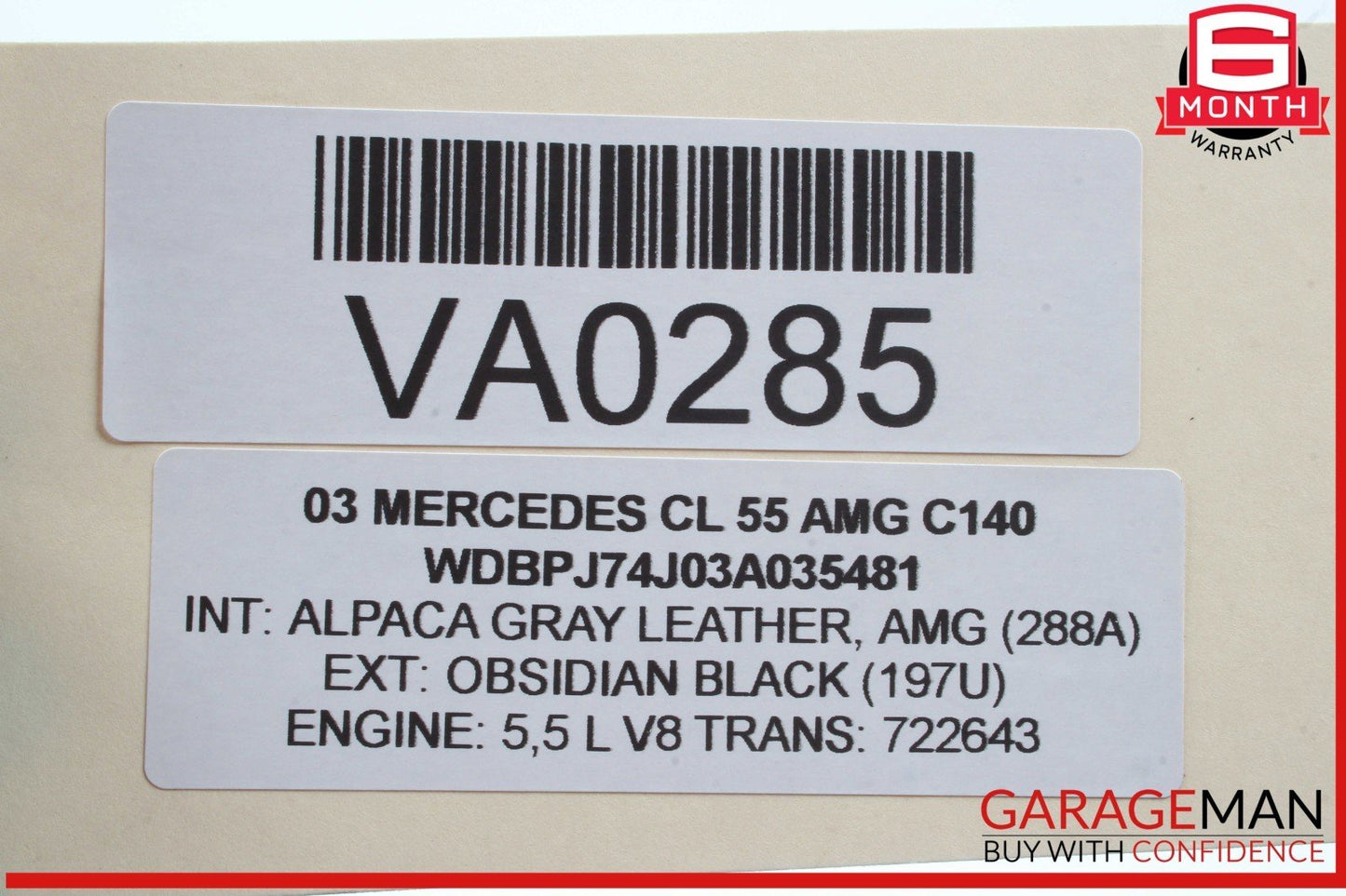 00-06 Mercedes W215 CL55 AMG CL500 Left Side Roof Curtain Airbag Air Bag OEM