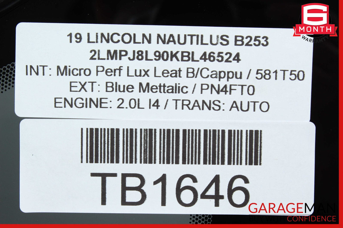 19-21 Lincoln Nautilus Rear Right Passenger Side Quarter Window Glass OEM