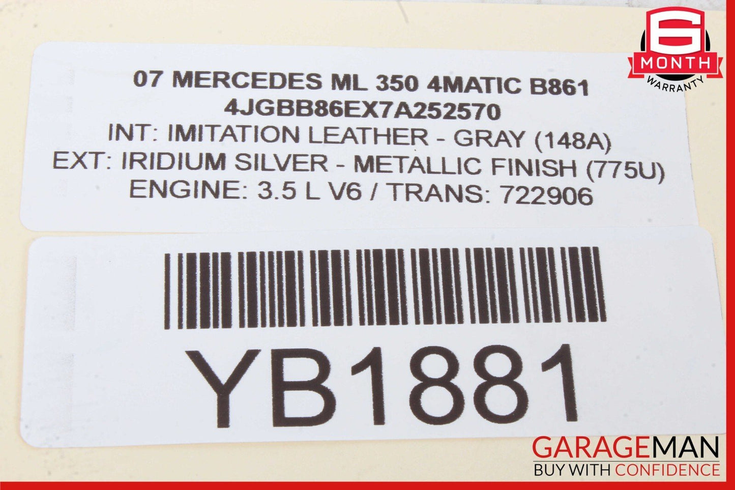 06-13 Mercedes W164 ML350 ML500 Window Regulator Motor Front Right Side OEM