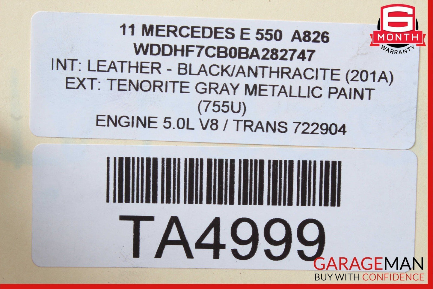 08-18 Mercedes W212 E350 Front Upper Seat Cushion Bladder Bolster Assembly OEM