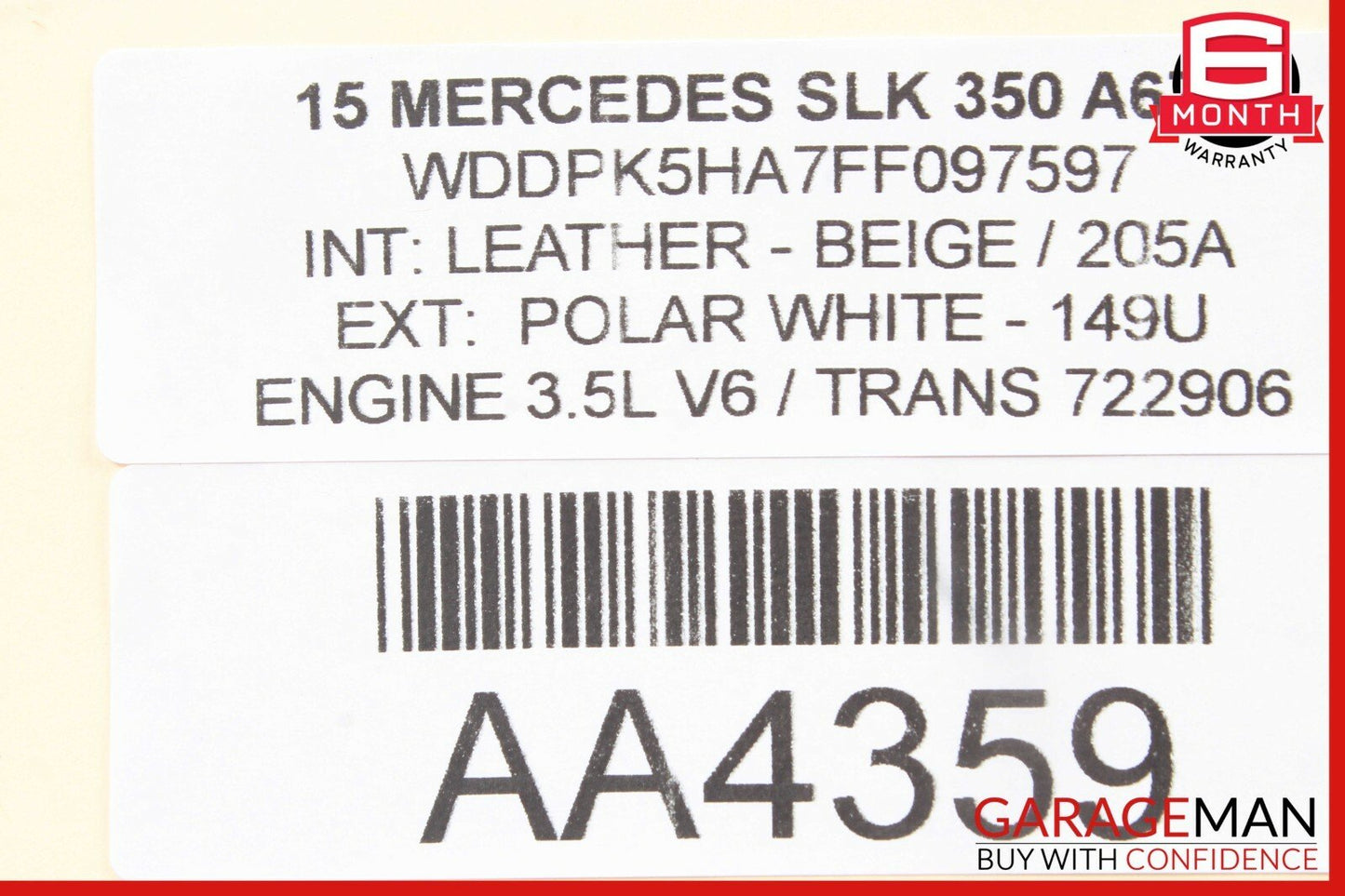 12-16 Mercedes R172 SLK350 Auto Dim Dimming Rear View Mirror Homelink Black OEM