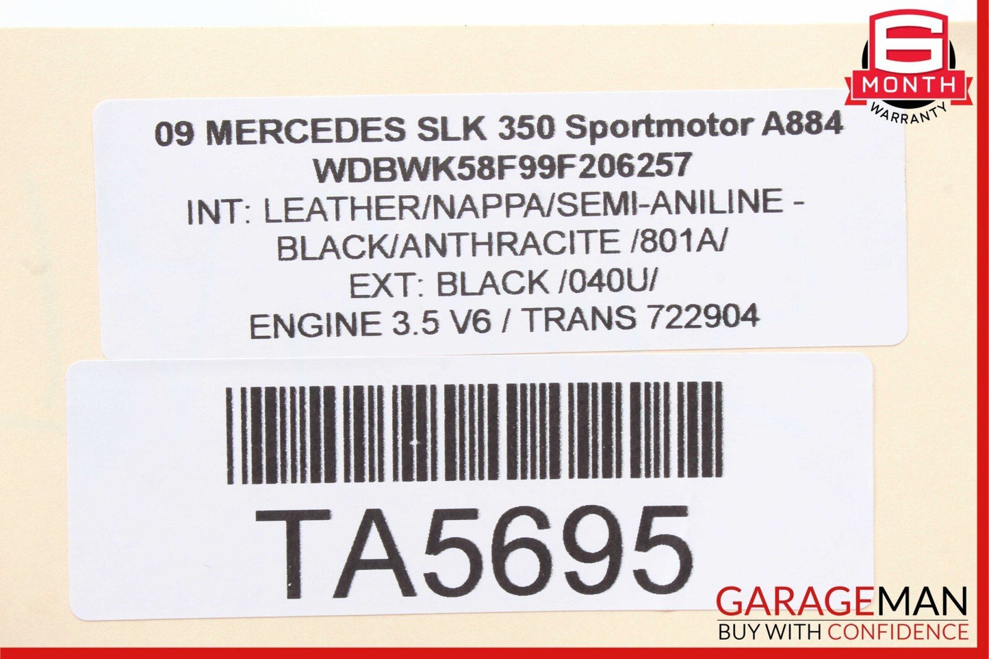 03-09 Mercedes W209 CLK350 Sportmotor Front Right Side Sunvisor Sun Visor OEM