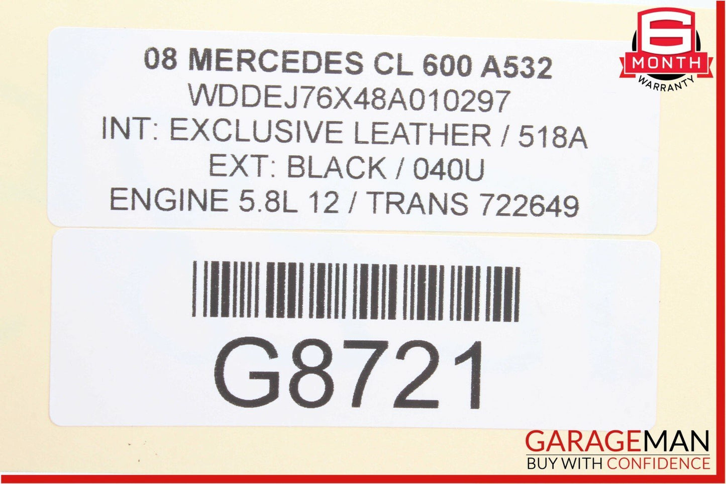 03-13 Mercedes S600 SL600 CL600 V12 M275 Engine Piston & Connecting Rod Assembly