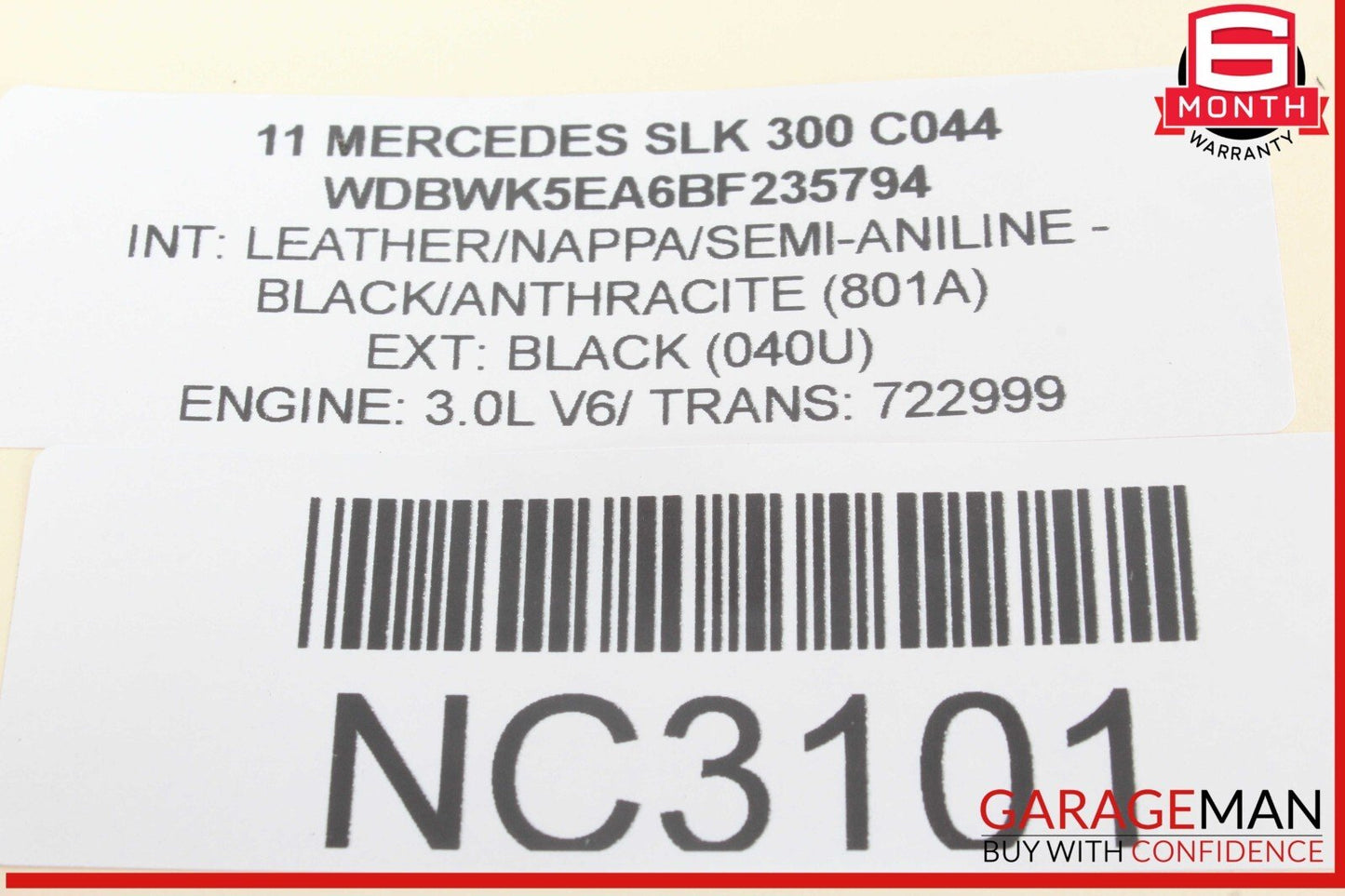 05-11 Mercedes R171 SLK300 SLK280 Overhead Reading Dome Light Lamp Black OEM