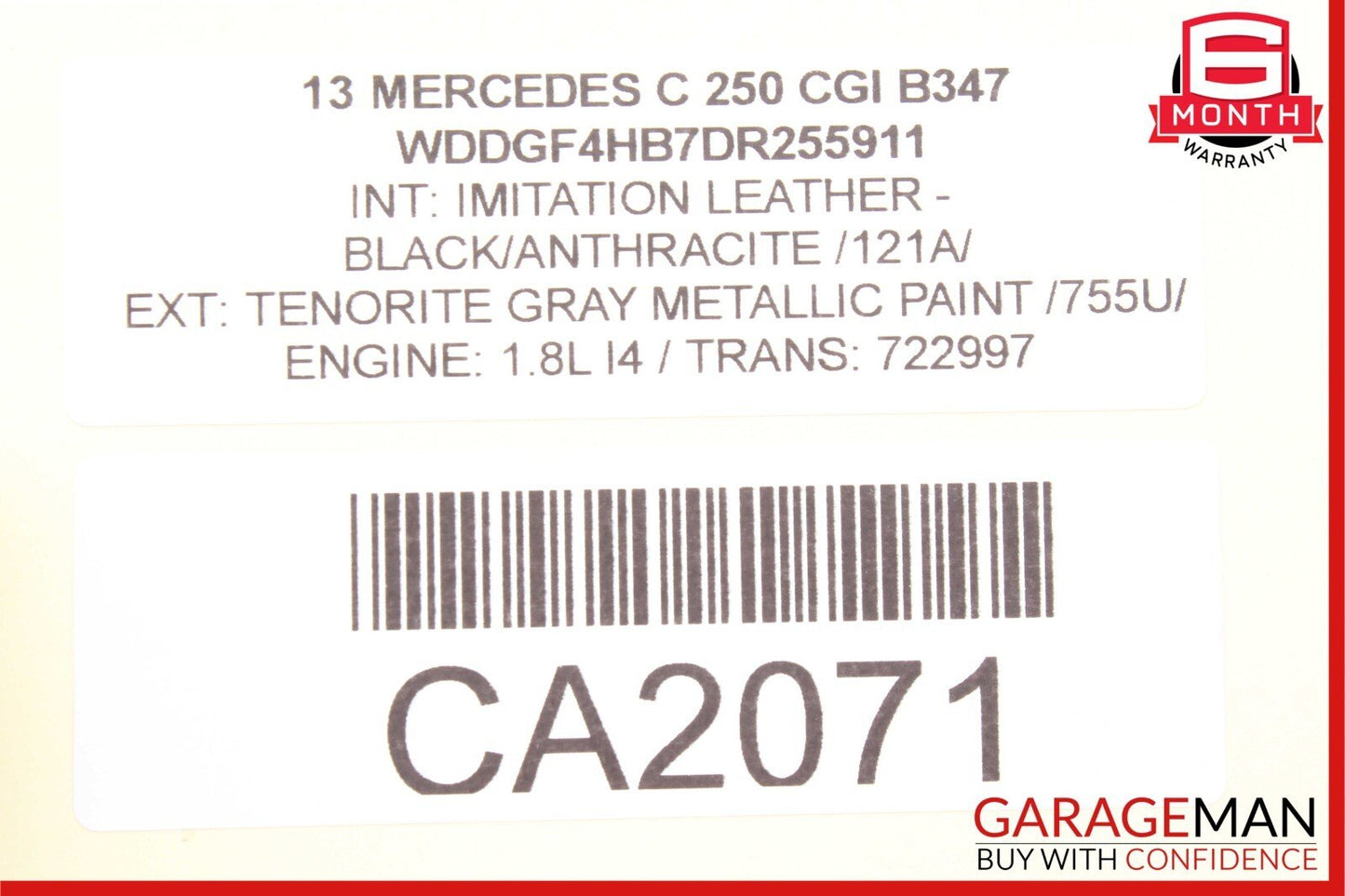 08-17 Mercedes W204 C250 E350 Center Console Ashtray Ash Tray Rear Black OEM